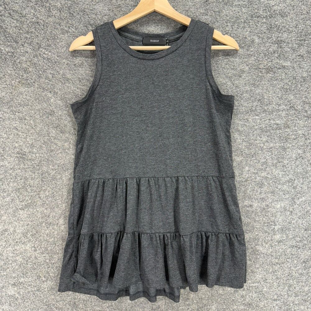 New Haeof Top Women S Small Gray Sleeveless Wide Strap Rayon Round Neck Casual